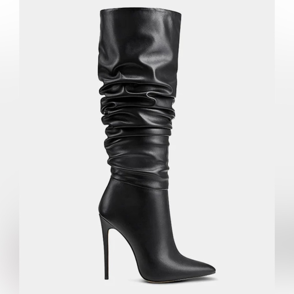 FEMME Los Angeles Mariel Black Leather Boots 2 way high heels knee Revolve 8 - Picture 2 of 12